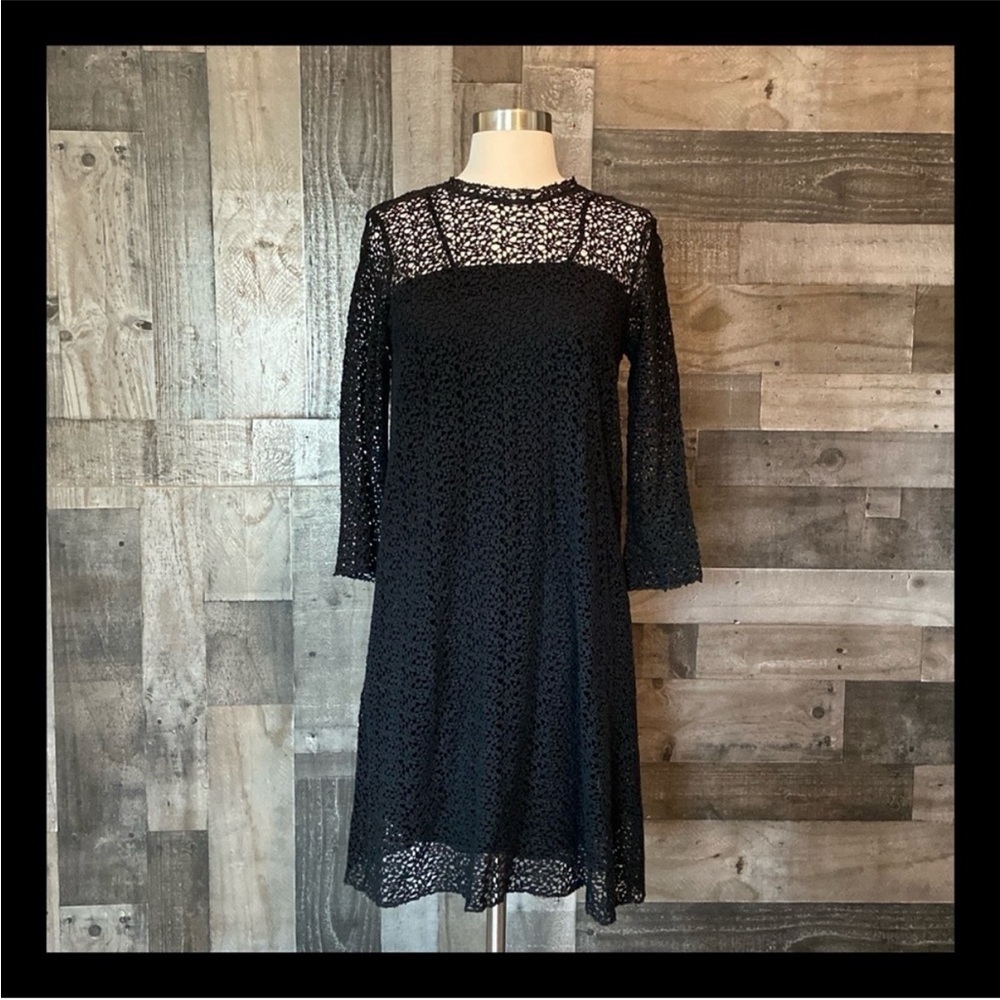 ZARA floral crochet midi dress medium sophisticated party dark feminine witchy
